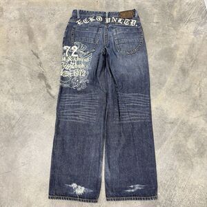 VTG Ecko Unlimited Big Logo Embroidered Ed Hardy Type Y2K Baggy Fit Jeans Sz 32